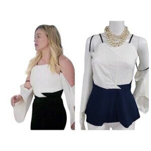Baez NWT Color Block Geo Retro Gothic Peplum Top Whimsy ASO Kelsey In Younger S